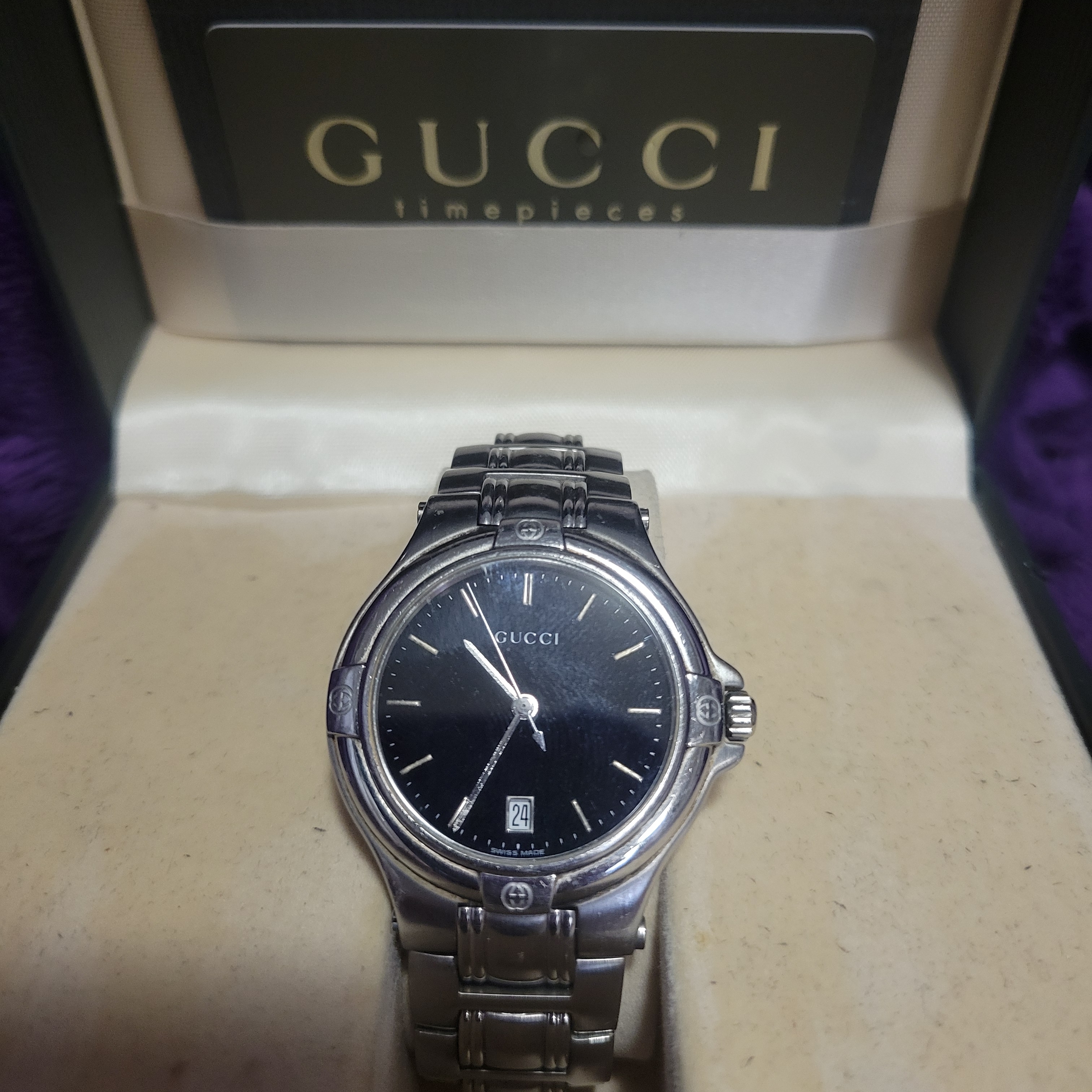Gucci Stainless Steel Black Dial Timepiece